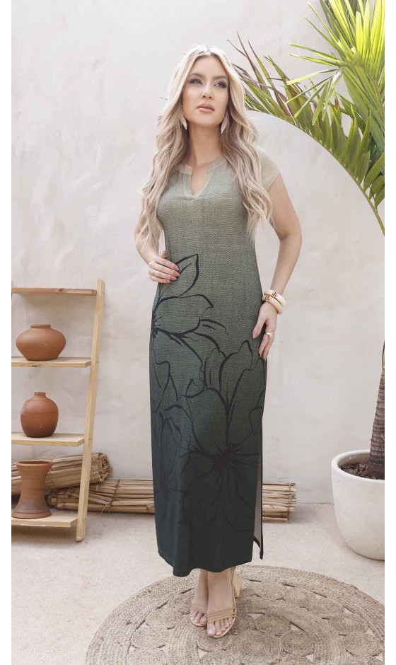 Vestido Longo Manga Curta Ramany