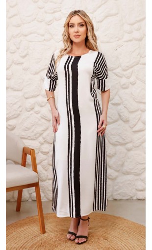 Vestido Midi em Alfaiataria Listrada