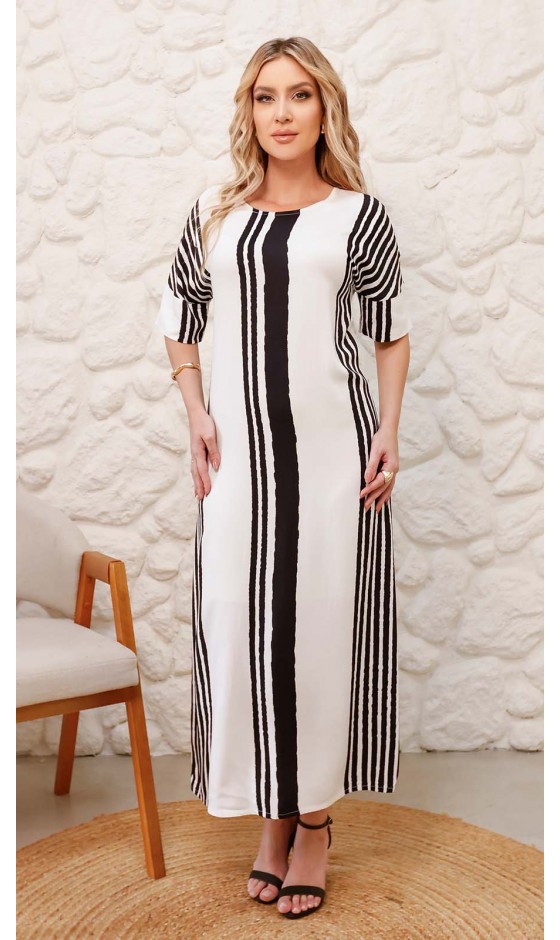 Vestido Midi em Alfaiataria Listrada
