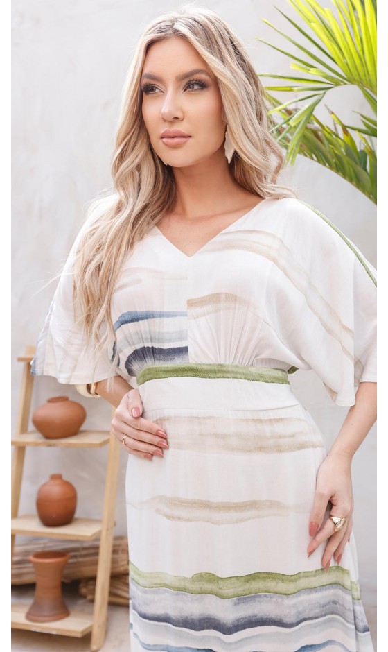 Vestido Longo de Alfaiataria Manga Godê