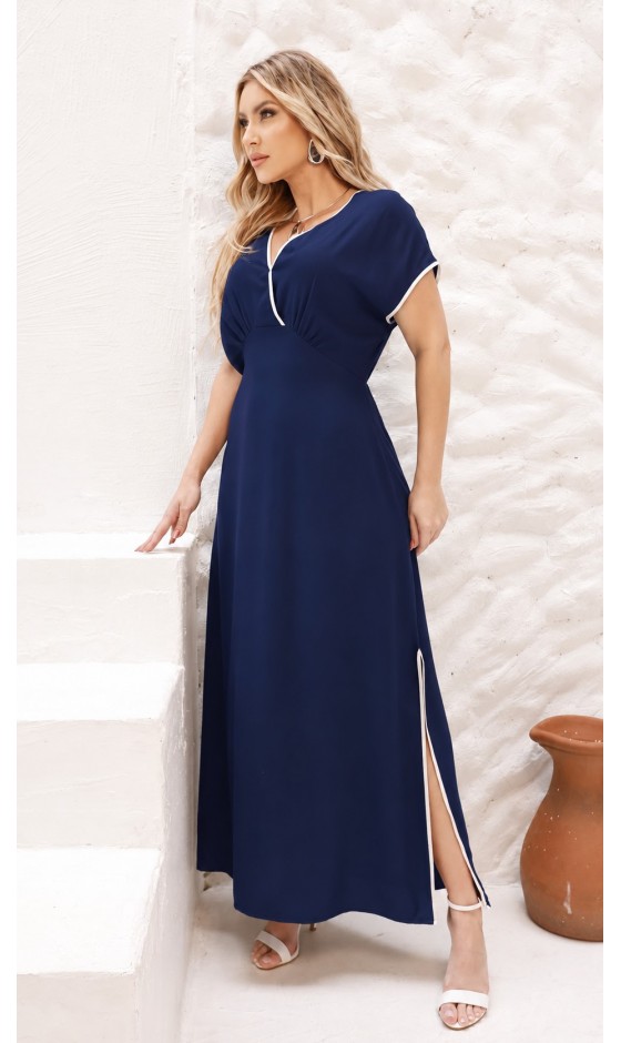 Vestido Longo em Alfaiataria com Decote Transpassado