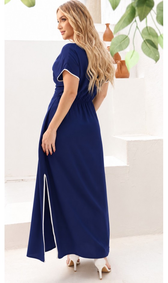 Vestido Longo em Alfaiataria com Decote Transpassado