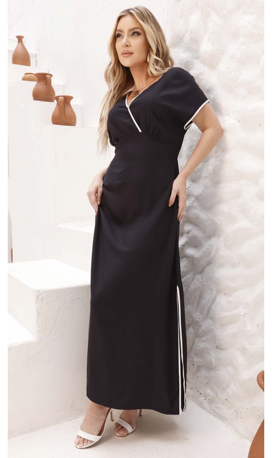 Vestido Longo em Alfaiataria com Decote Transpassado