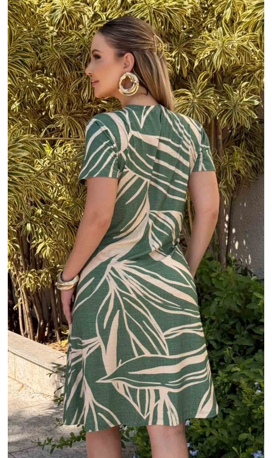 Vestido Midi em Malha com Estampa Abstrata