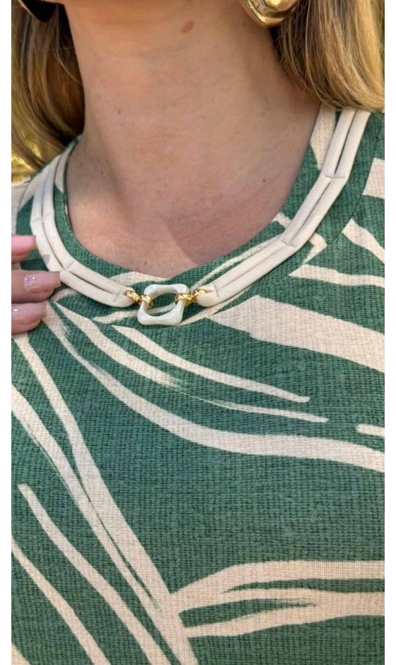 Vestido Midi em Malha com Estampa Abstrata