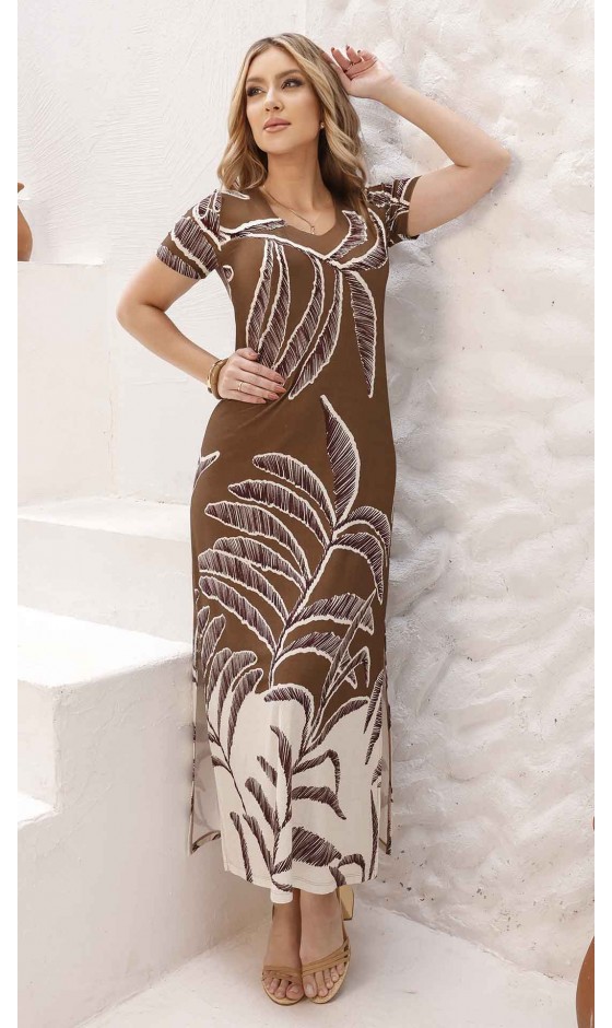 Vestido Longo Manga Curta Ramany