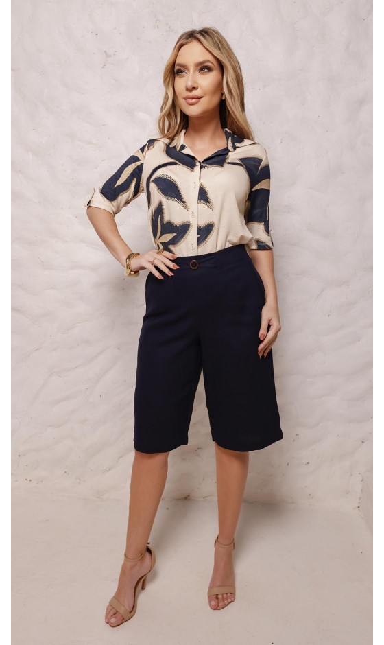 Camisa de Malha Estampa Folhagem