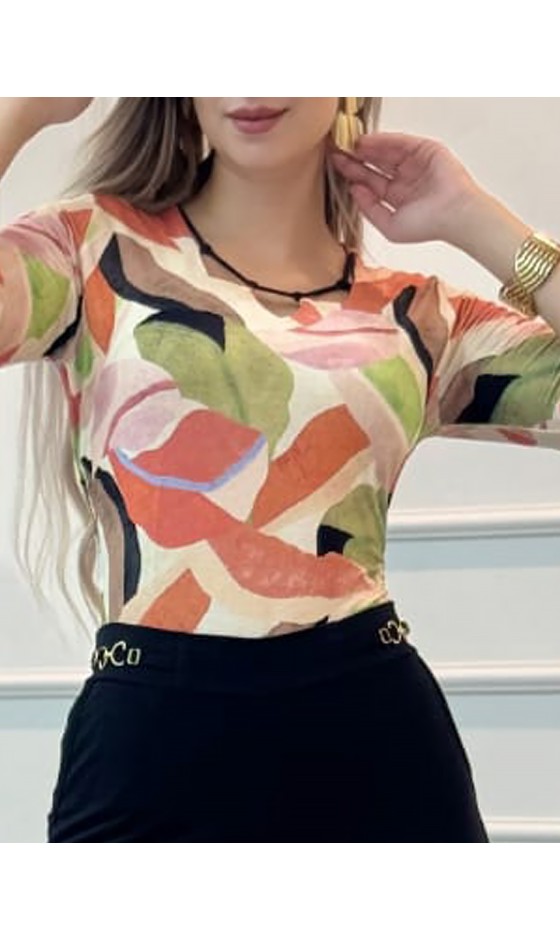 Blusa Ramany Manga 3/4 Estampada